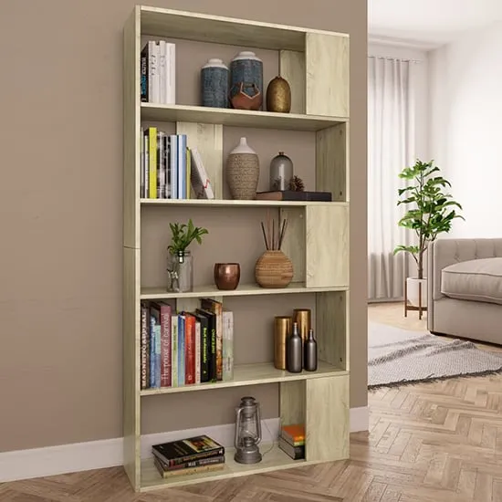 Errigal 5-Shelf Bookcase Room Divider - Sonoma Oak