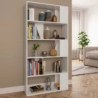 Errigal 5-Shelf Bookcase Room Divider - White, Engineered Wood