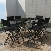 Esher 7 Piece Folding Outdoor Dining Set - Black, Rattan alternate view