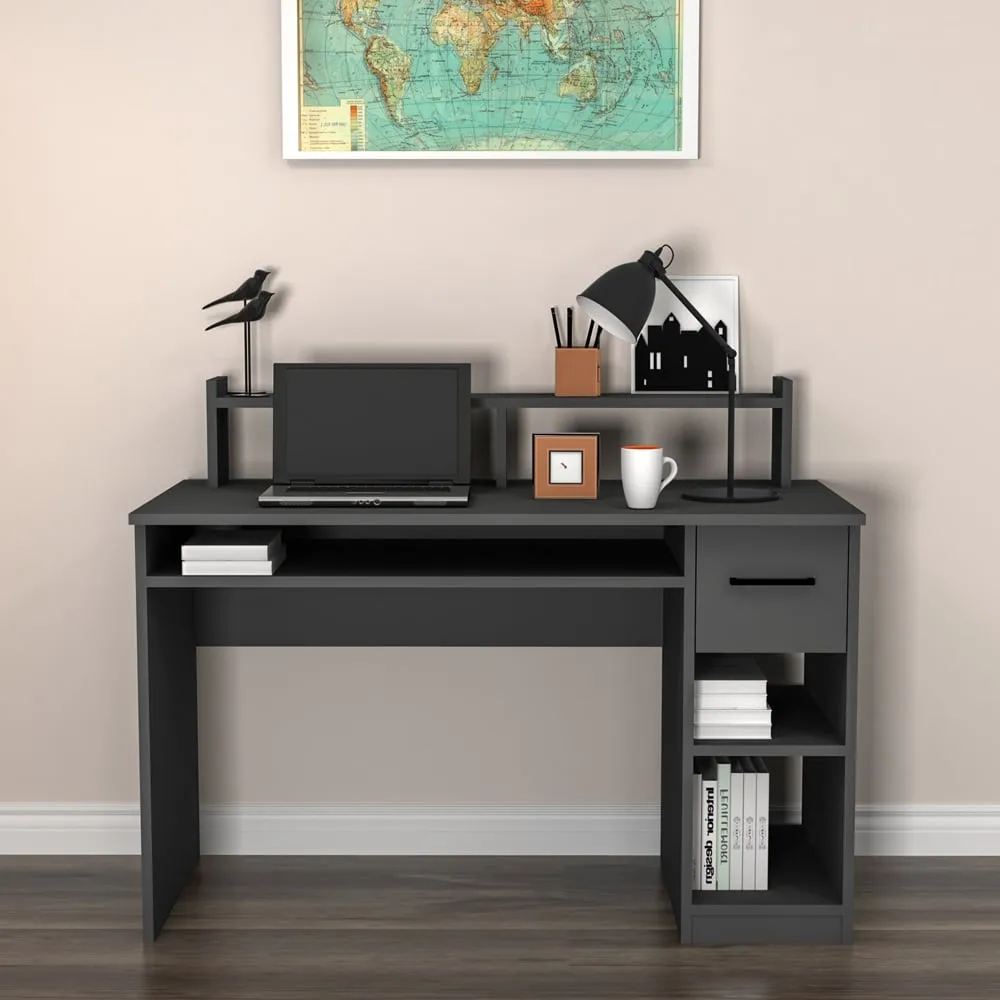 Eslem Computer Desk with Keyboard Tray & Drawer - Anthracite product
