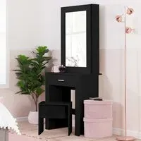 Essex Dressing Table Set with Sliding Mirror - Black