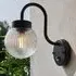 Estepona Ribbed Glass Wall Light with PIR - Black