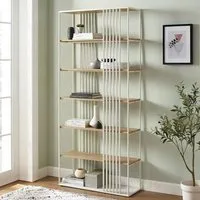 Estero Bookcase with White Metal Frame - Coastal Oak