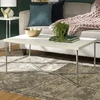 Estero Coffee Table with Chrome Y-Leg Frame - White Marble Effect