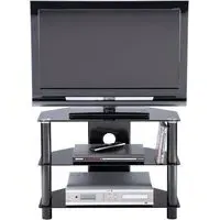 Estero Small Glass TV Stand with Metal Frame - Black