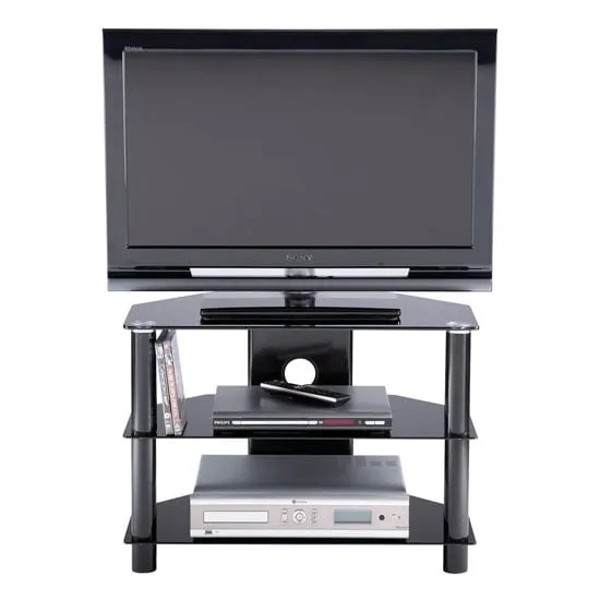 Estero Small Glass TV Stand with Metal Frame - Black image