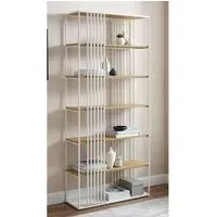 Estero Wooden Bookcase - Coastal Oak, White