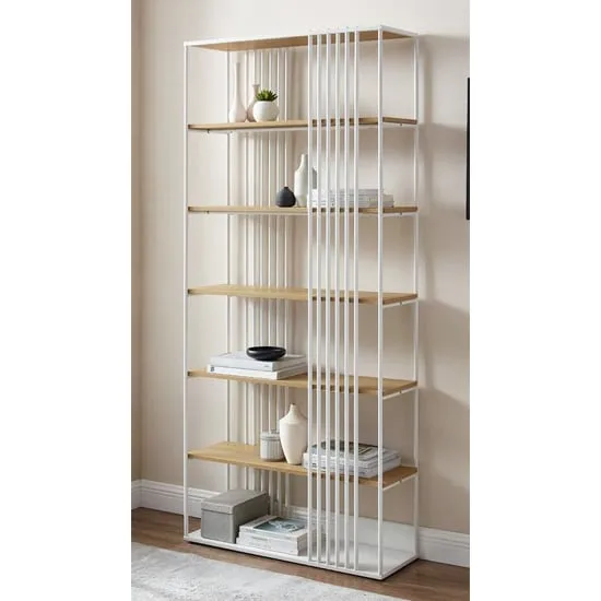 Estero Wooden Bookcase - Coastal Oak, White image