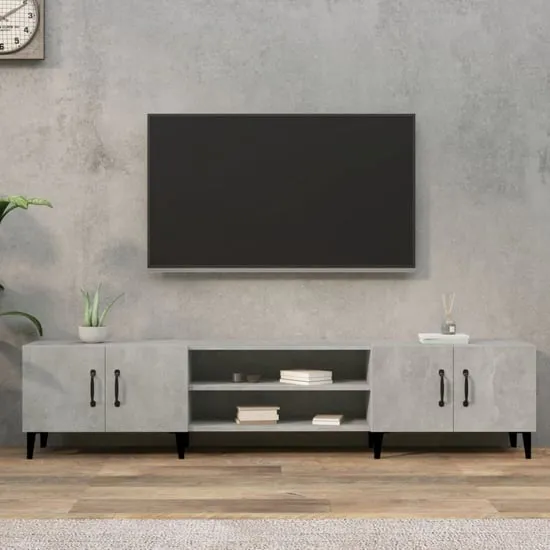 Ethan TV Stand with 4 Doors - Concrete Effect, Engineered Wood image