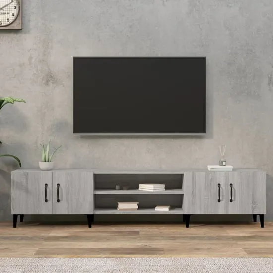 Ethan TV Stand with 4 Doors - Grey Sonoma Oak, Engineered Wood