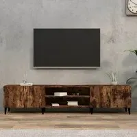 Ethan TV Stand with 4 Doors - Smoked Oak, Engineered Wood