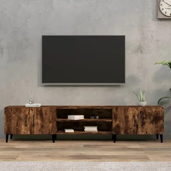 Ethan TV Stand with 4 Doors - Smoked Oak, Engineered Wood