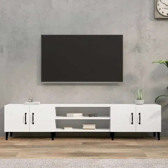 Ethan TV Stand with 4 Doors - White, Engineered Wood