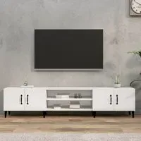 Ethan TV Stand with 4 Doors - White, High Gloss