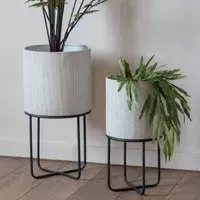Etobicoke Set of 2 Planters - White, Metal
