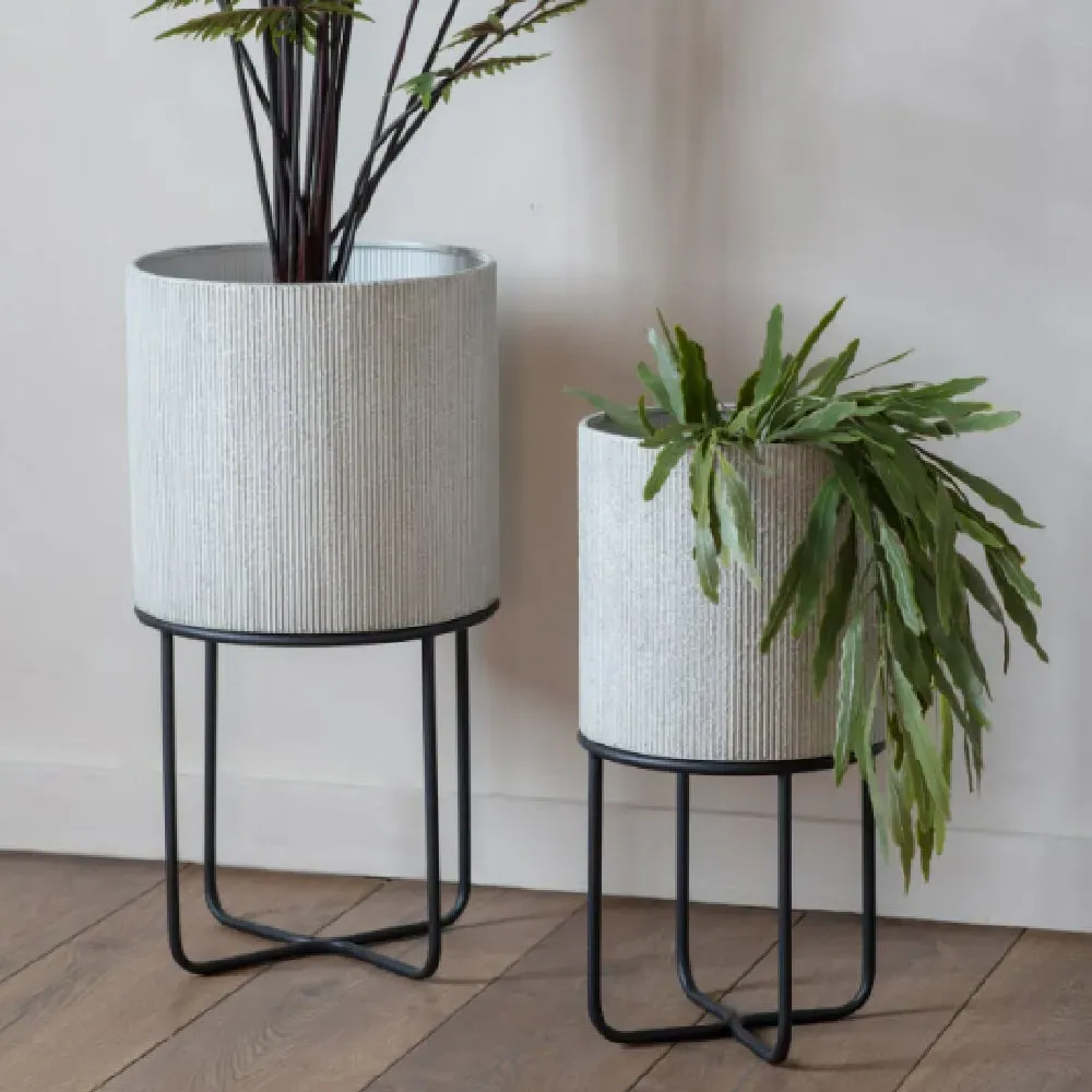 Etobicoke Set of 2 Planters - White, Metal