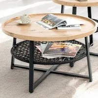 Eufaula Coffee Table with Undershelf - Black, Oak