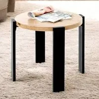 Eufaula End Table with Black Metal Frame - Oak