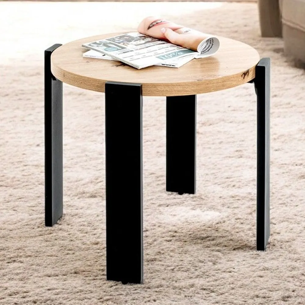 Eufaula End Table with Black Metal Frame - Oak image