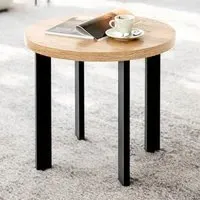 Eufaula End Table with Black Metal Legs - Oak