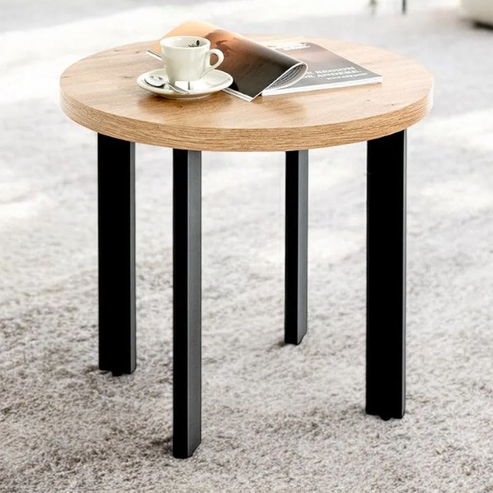 Eufaula End Table with Black Metal Legs - Oak