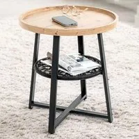 Eufaula End Table with Metal Undershelf - Oak