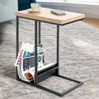 Eufaula Rectangular End Table with Black Metal Frame - Oak