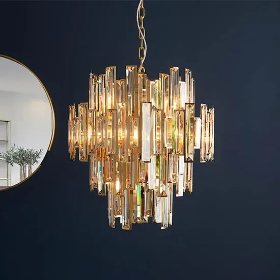 Eureka 12 Lights Crystal Ceiling Pendant Light - Gold image