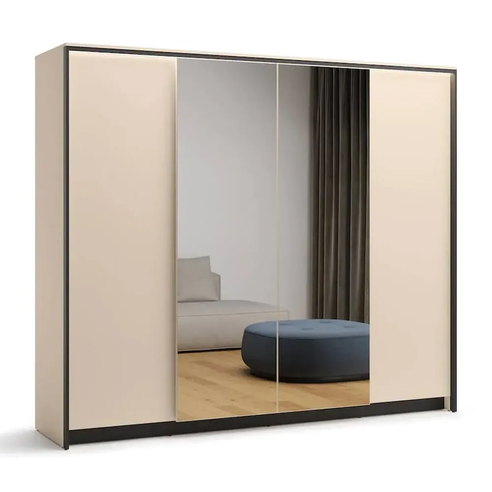 Eureka 4-Door Wardrobe with LED - Beige