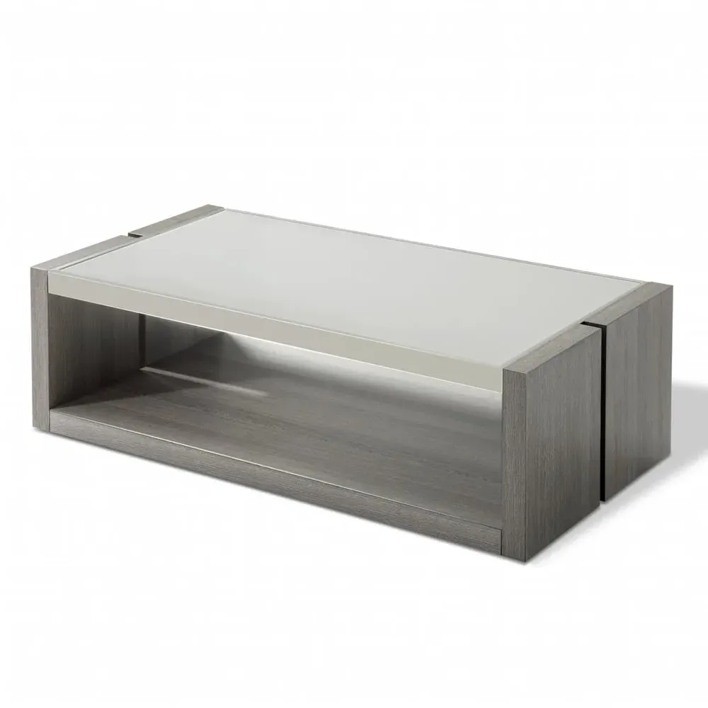 Eureka Coffee Table - Grey Glass, Smokey Grey Wood