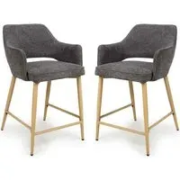 Eureka Counter Bar Chair with Oak Legs, Set of 2 - Grey, Fabric alternate view