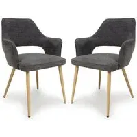 Eureka Dining Chairs with Oak Legs - Dark Grey, Fabric