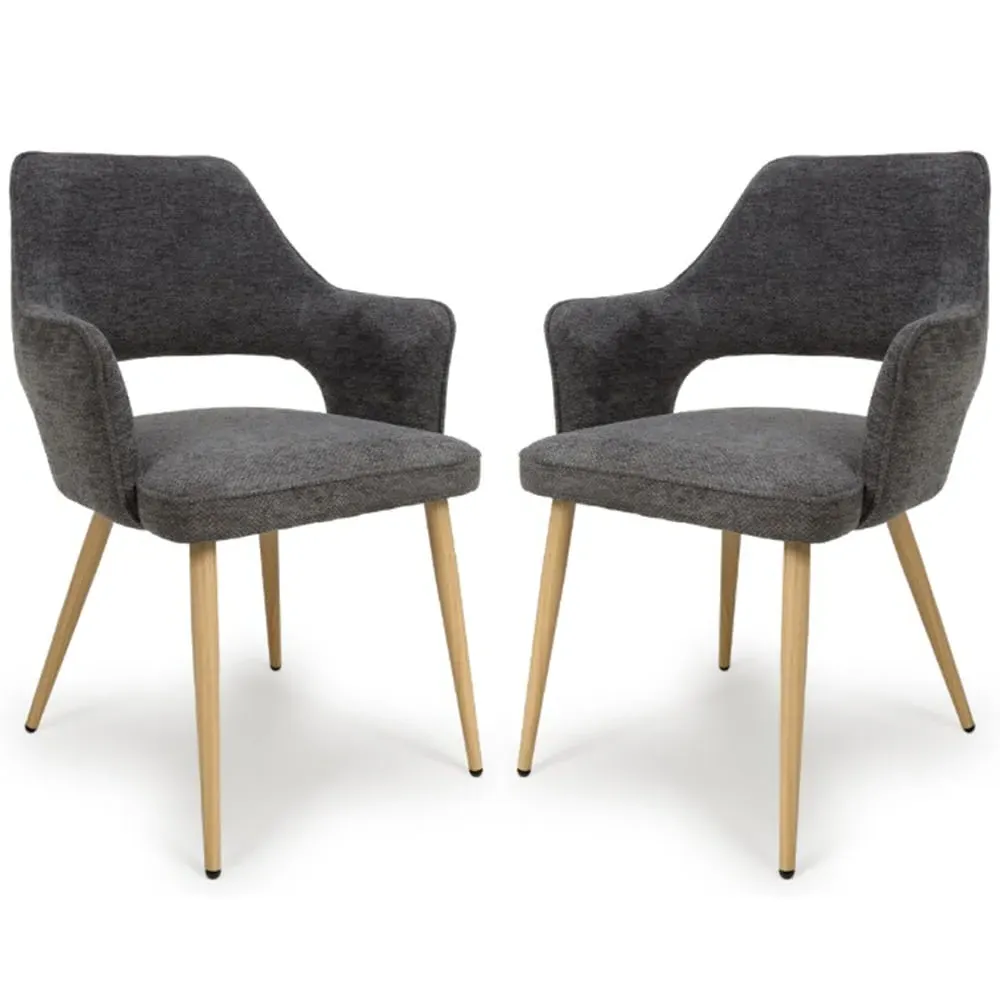 Eureka Dining Chairs with Oak Legs - Dark Grey, Fabric image