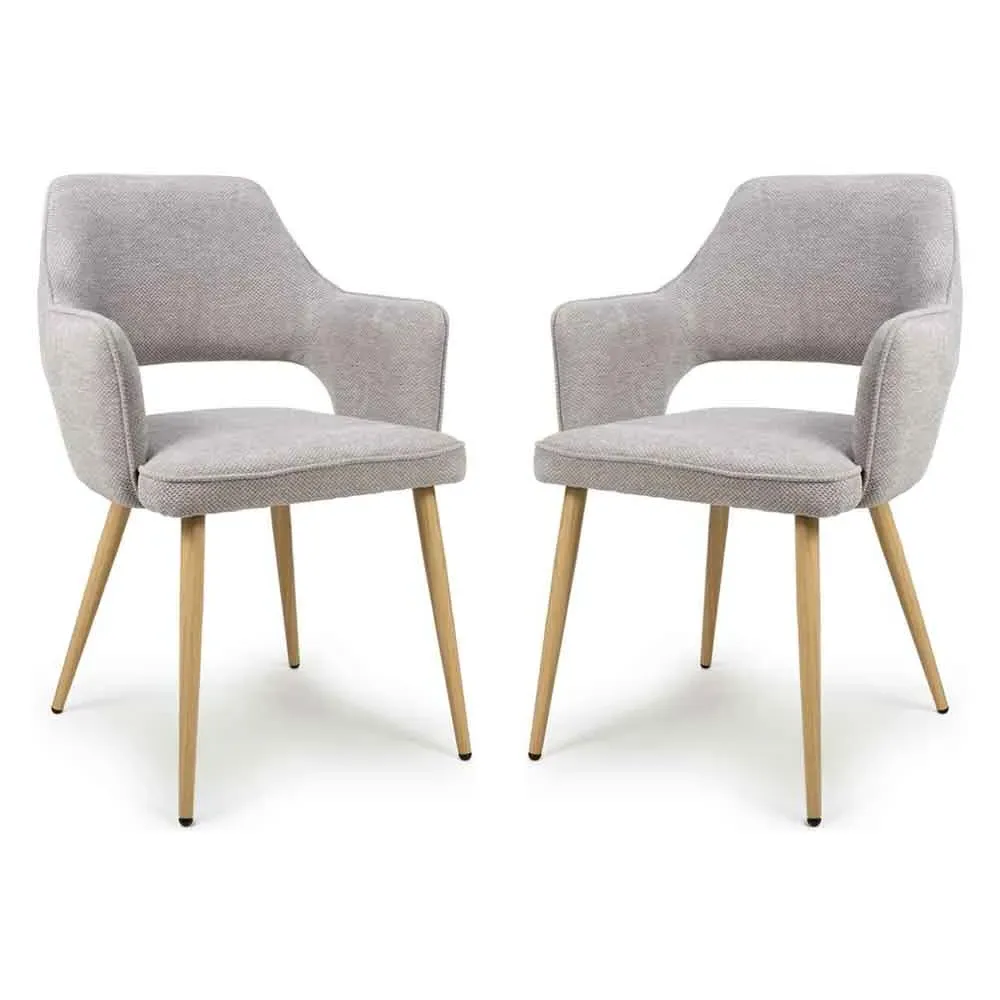 Eureka Dining Chairs with Oak Legs, Set of 2 - Pewter, Fabric product