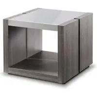 Eureka End Table - Grey Glass, Smokey Grey Wood