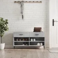 Eureka Shoe Storage Bench with 2 Drawers - Concrete Effect