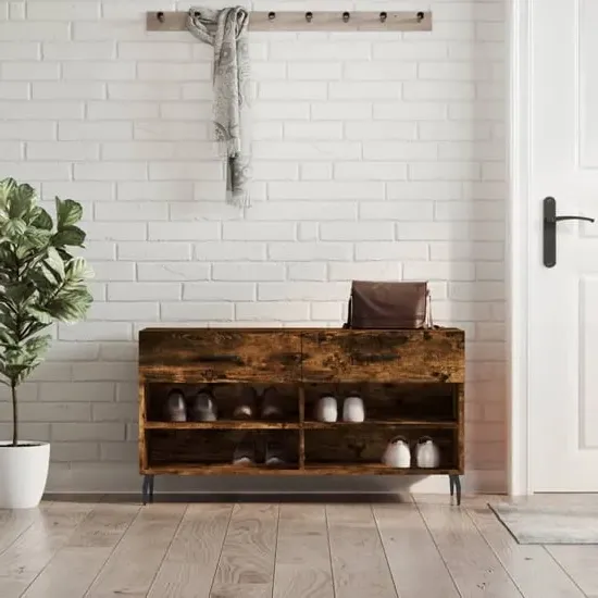 Eureka Shoe Storage Bench with 2 Drawers - Smoked Oak