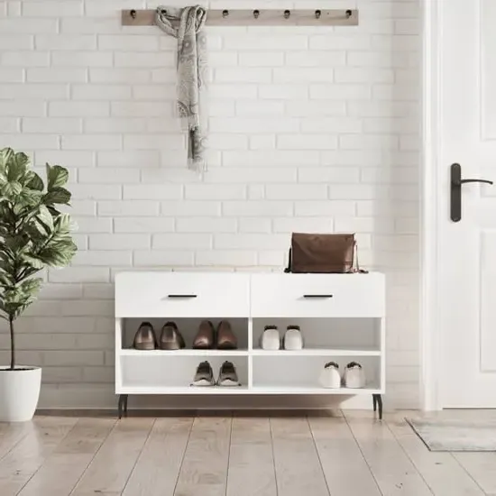 Eureka Shoe Storage Bench with 2 Drawers - White