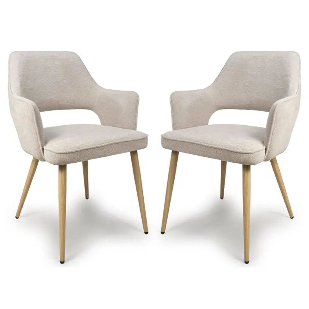 Eureka Side Dining Chairs in Pair - Natural, Fabric