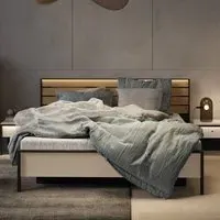 Eureka Super King Size Ottoman Bed with LED - Beige