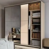 Eureka Wardrobe with 2 Sliding Doors and LED - Beige