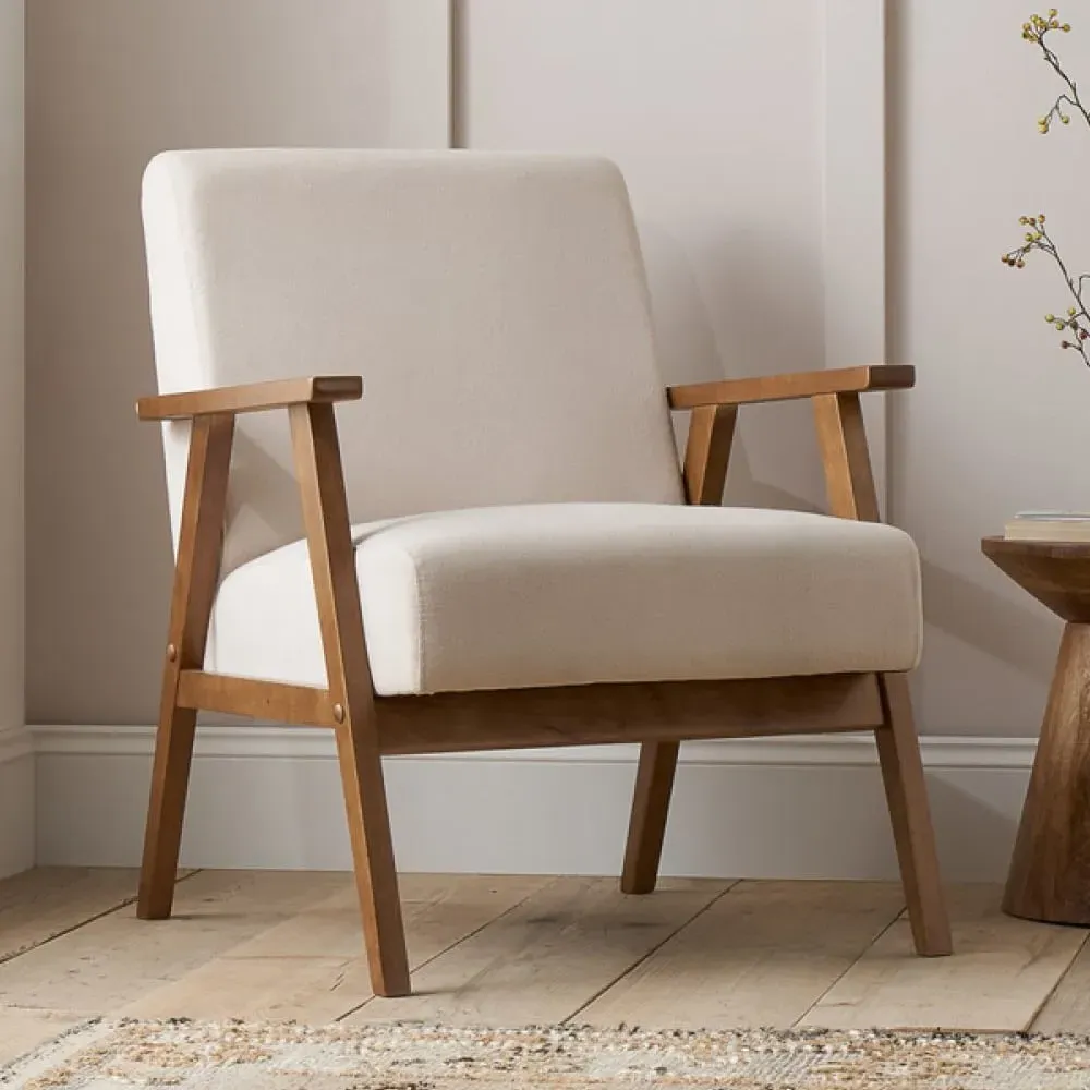 Eustis Fabric Armchair with Wooden Frame - Oak image