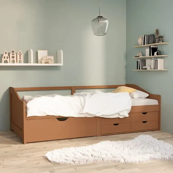 Evania Single Day Bed with Drawers - Honey Brown, Pine Wood