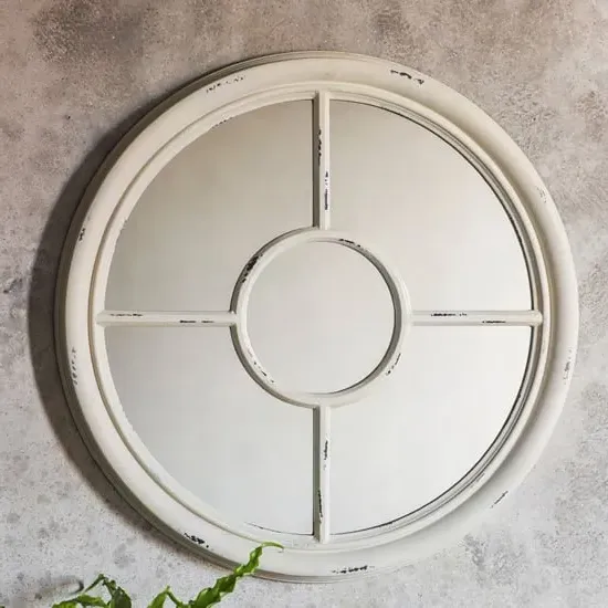 Evanston Round Wall Mirror - White image