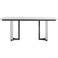 Evartania Dining Table - White Marble, Black Metal