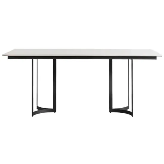 Evartania Dining Table - White Marble, Black Metal image
