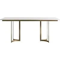 Evartania Dining Table - White Marble, Gold Metal