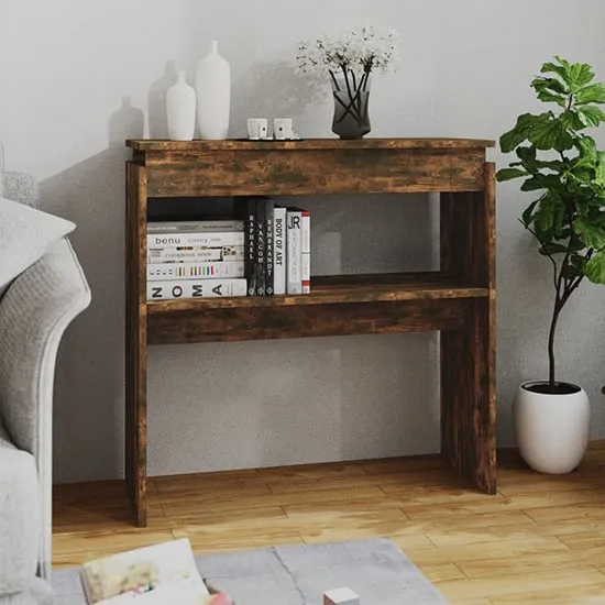 Everill Console Table with Undershelf - Smoked Oak, Engineered Wood
