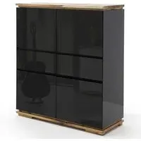 Everly Highboard with 4 Doors - Black, Oak