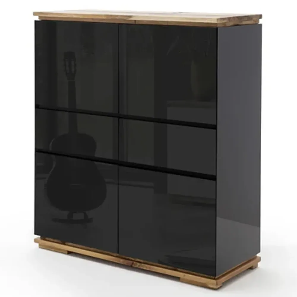 Everly Highboard with 4 Doors - Black, Oak